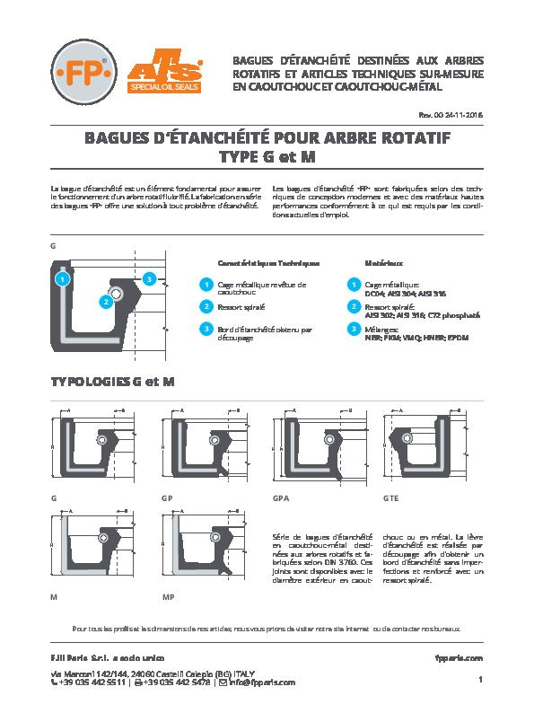 Immagine G et M Bagues d'étanchéité Informations Techniques_FR