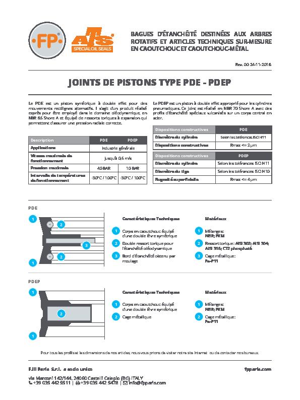 Immagine PDE-PDEP Joints de Pistons Informations Techniques_FR